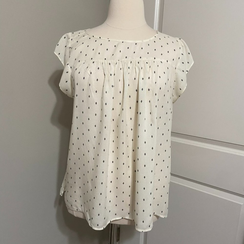 LOFT Outlet White Printed Babydoll Shell
